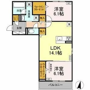 プルミエラムール【201号室】の間取り