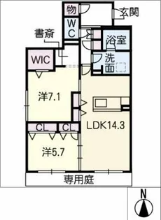 アートグレイス元城【1階】の間取り