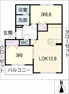 プリムヴェール稲葉【1階】の間取り