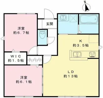愛知県尾張旭市西大道町六兵衛前【一戸建】の間取り