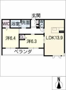 メゾンドソレイユ大屋敷【2階】の間取り
