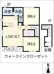 クレセオ花水木【2階】の間取り