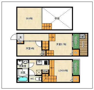 DreamStage筑紫野 Latrare【207号室】の間取り