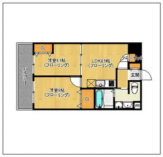 コンダクト福岡東【10階】の間取り
