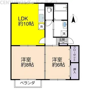 コーポラス文月【201号室】の間取り