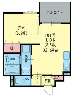 大阪府寝屋川市田井町【アパート】の間取り