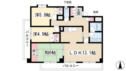 ガーデンハウス御器所【401号室】の間取り