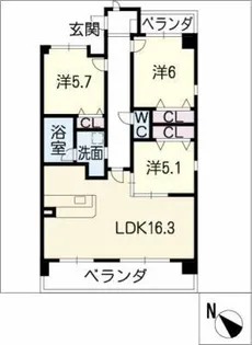 アスコット ガーデン【6階】の間取り