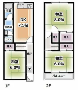 大阪府寝屋川市萱島信和町【一戸建】の間取り