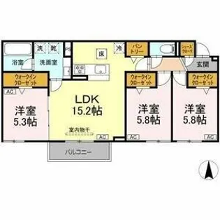 シャンドフルール【1階】の間取り