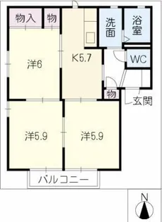メゾンアイリス B【1階】の間取り