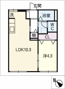タウニー梨ノ木【1階】の間取り
