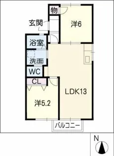 ユニメント北山【2階】の間取り