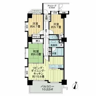 プリンスハイツ庄内緑地公園【9階】の間取り