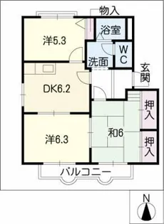 パークタウン三岳G【1階】の間取り