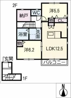 ブルーム萱津B棟【2階】の間取り