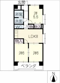 ジョイフル春日【6階】の間取り
