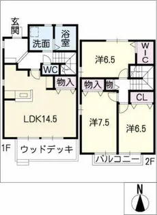 愛知県日進市岩崎台2丁目【テラスハウス】の間取り