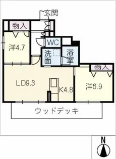 ウイングズドエル【1階】の間取り