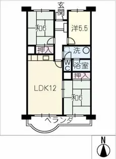 富吉グリーンハイツ2号棟802【8階】の間取り