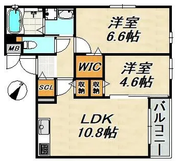 ワコーレヴィータ宝田町【3階】の間取り