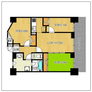 ロマネスクルアージュ大手門【2階】の間取り