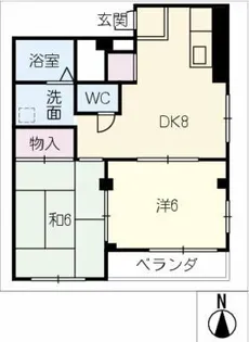 サンシャイン岩倉Ⅱ【4階】の間取り