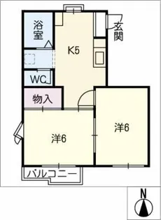 ホワイト西山【1階】の間取り