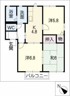 フォーレス長坂B【2階】の間取り