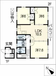 クレセントパレスB【2階】の間取り