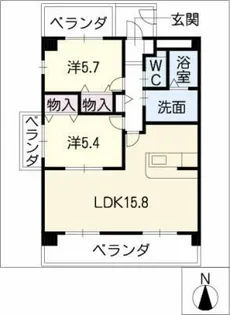 リトルリバーD棟【2階】の間取り