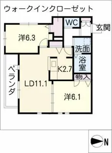 グリーンヒルズ和幸【1階】の間取り
