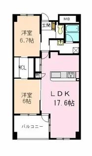 ヒルズ大清水E【5階】の間取り
