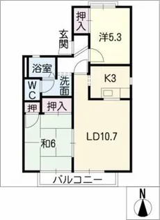 ジュネス東山台B棟【1階】の間取り