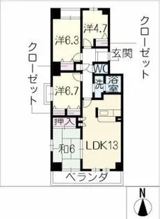 PARK COURT Ⅴ【4階】の間取り