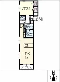 メゾン弥生【1階】の間取り