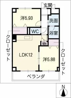 セジュール砂川【2階】の間取り