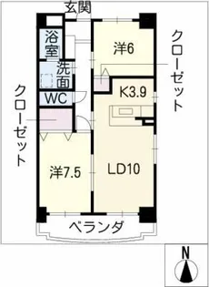 ハピネ音聞山【2階】の間取り