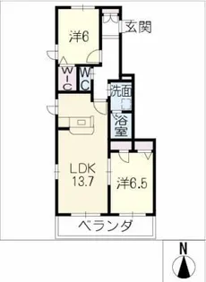プラウド山添【3階】の間取り