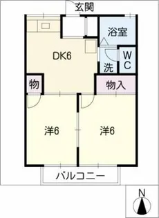ファミールカーサA棟【2階】の間取り