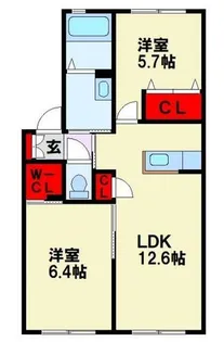 三洋タウン上の原 B棟【102号室】の間取り
