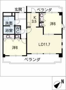 グレイスフィールド梅坪【3階】の間取り