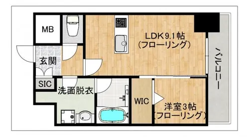 ヴィラージュ高宮【602号室】の間取り
