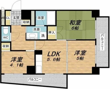 第一玉造マンション【5階】の間取り