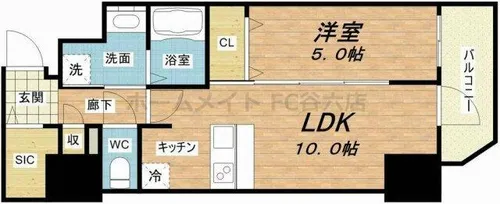 プレサンス堺筋本町駅前シェル【3階】の間取り