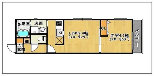 HILLSIDE TERRACE【302号室】の間取り