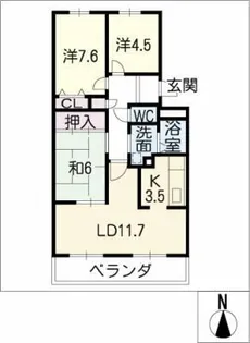シティ・ライフ牧の里【1階】の間取り