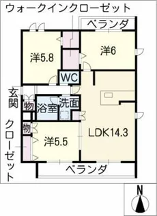 ソシア東山【3階】の間取り