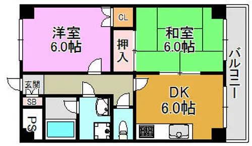ハイマート新喜多【4階】の間取り