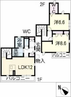 プロヌーブ岩堀【2階】の間取り